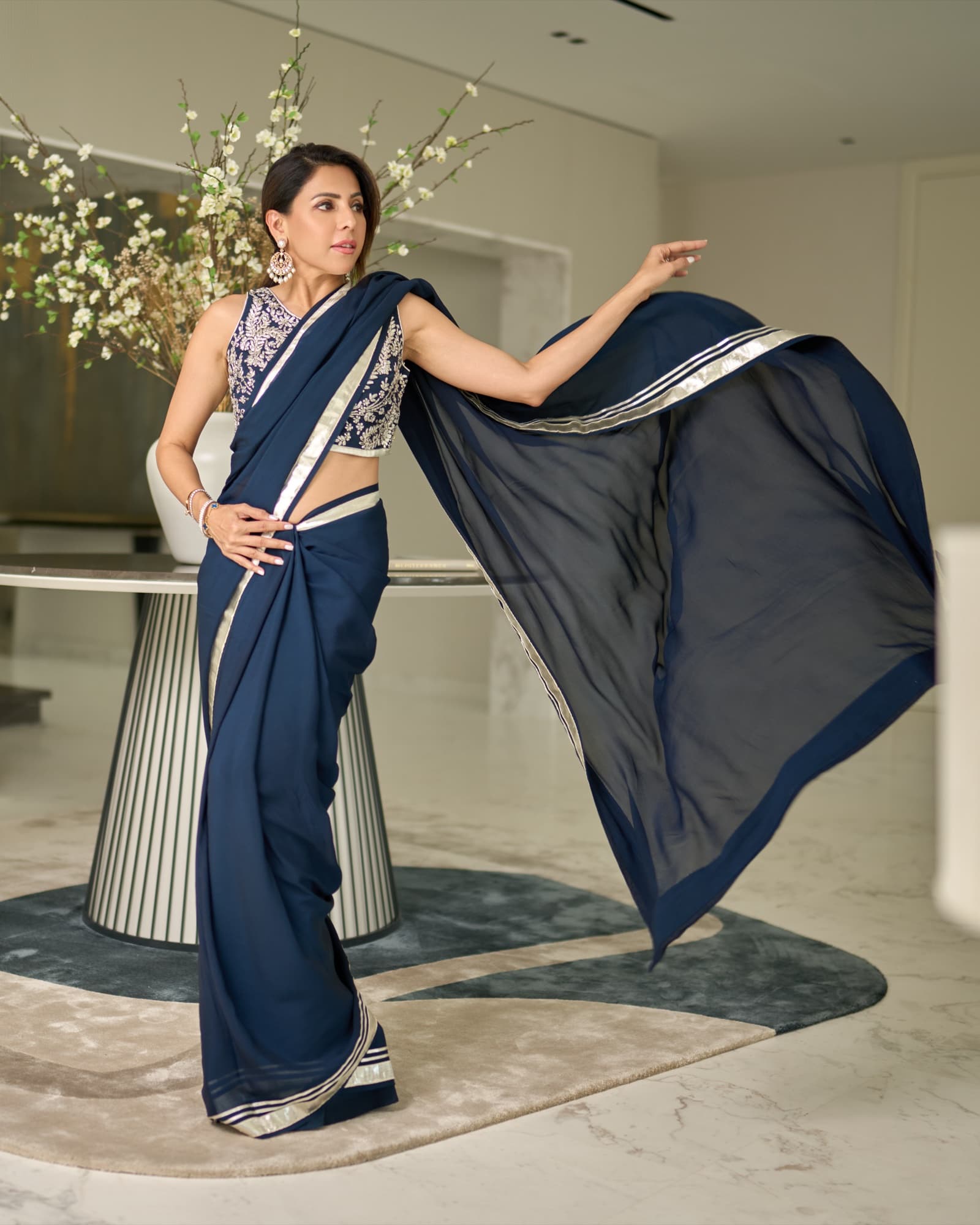 Editorial photography by Deine, blue saree fashion editorial